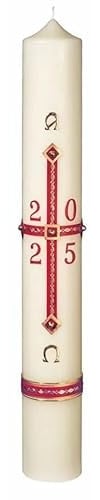Jaspers Kerzen Traditionelle Osterkerze 2025 mit 10% Bienenwachs, Elfenbein, 700 x Ø 70 mm (11351)