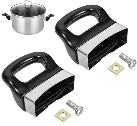 Giantree Mango de olla a presión, 2 unidades, mango de tapa de cacerola, metal de repuesto, asas laterales para ollas, mango universal para utensilios de cocina, color negro