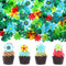 Tucnoeu 88 Stück Dschungel Essbare Blumen für Cupcake Topper, Tortendeko Blumen, Tortendeko Blätter Essbar für Kuchen und Cupcakes