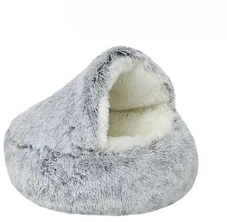 Zentaurus Hundebett, mittelgroße Hunde, Katzenbett, Anti-Stress-Bett, Plüsch, Hundebett (Grau, L: 60 (<10 kg))