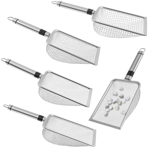 PEIZHIYC 5 Stück Gartensieb mit Griff 2/2,8/3,8/4,3/5mm Kompostsieb Edelstahl mit Aufhängering Multifuctional Gartensieb Erdsieb Tragbar Soil Sifter zum Sieben von Erde Sand Kompost