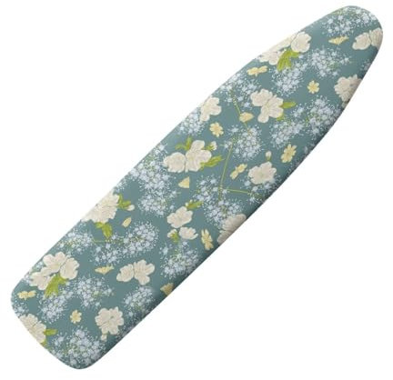 Buxolandt Ironing Board Covers Dandelion White Floral Print Lightweight & Breathable Anti-slip & Wear-resistant(122 x 38) Hook & Loop Elastic Edge Easy to Install, Scorch Resistant Decorative