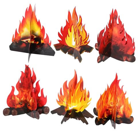UTHCLO 6piezas Decoración De Hoguera De Cartón Artificiales Para Fiestas De Navidad y Camping Accesorio Para Crear Acogedores Interiores y Exteriores