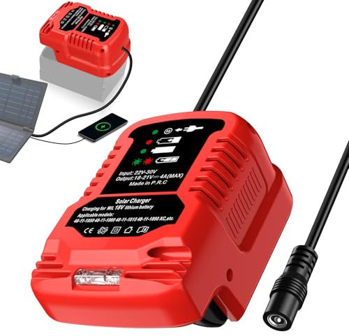 Chargeur solaire pour batterie Milwaukee 18 V, pour les panneaux solaires de chargement Milwaukee 18 V M18, batterie Power Tool externe, pour recharger vos batteries d'outils sans fil, chargement
