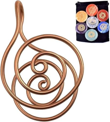 Xebular Copper Palm Ring Reiki Spiral Hand Rings for Meditation & Energy Healing – Handmade Copper Cuffs for Crystal Work, Manifestation And Chakra Balancing, Gift for Women and Men