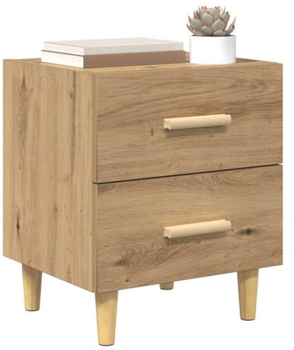 vidaXL Bed Cabinet Artisan Oak 40 x 35 x 47.5cm Engineered Wood, Rustic Bedroom Nightstand, Wooden Storage, Modern Bedside Table, Indoor, Traditional Side with Drawers