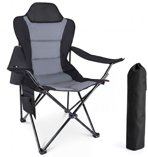 YEAUPE PRO Campingstuhl Faltbar Bequem Gepolster, 150 KG Belastbar | Camping Stuhl mit Hochlehner & Breiter Sitz | Multifunktional Angelstuhl, Karpfenstuhl, Klappstuhl für Camping Festivals, L