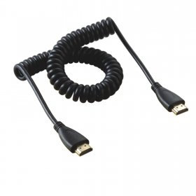 cablecc Cable de resorte elástico HDMI a HDMI de 90 grados en ángulo recto para HDTV, DVB, DVD y PC, 4 m, color negro