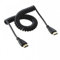 cablecc Cable de resorte elástico HDMI a HDMI de 90 grados en ángulo recto para HDTV, DVB, DVD y PC, 4 m, color negro