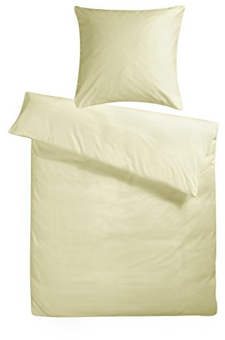 Carpe Sonno Mako Satin Bettwäsche 155 x 220 cm Creme - Exklusive Hotelbettwäsche aus 100% feinster Baumwolle robuster Qualitäts Reißverschluss - Hotel Bettgarnitur Set Kopfkissenbezug 80 x 80 cm