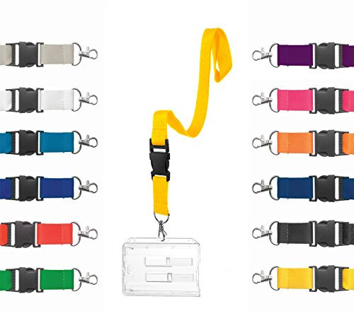 Karteo® Ausweishülle für 2 Karten | Kartenhalter Hartplastik mit Schlüsselband gelb