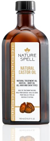 Nature Spell Cold Pressed Castor Oil 150 ml – 100% Pure and Natural Castor Oil for Hair Growth, Castor Oil for Eyelashes, Eyebrow, and Skin – Made in the UK