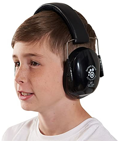 Sensory Direct Ear Defenders - Black, Noise Cancelling Headphone Protection for Kids & Adults with Sensory Integration, Autism, ASD, Asperger's & Sensory Processing Disorder