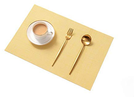 Tischsets (6er Set),Neu rutschfest Hitzebeständig Wärmeisolierung Tischsets zum Essen Waschbar Schnell trocknend Dekorativ Tischset für Küche und Esszimmer,Hellgelb