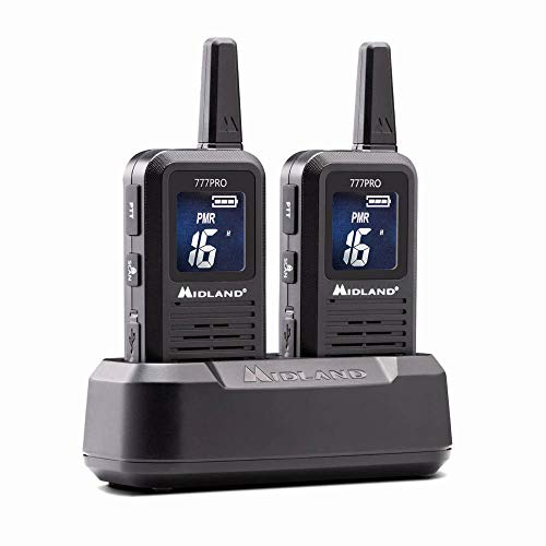 Midland - Walkie Talkie 777 Pro, 2 Ricetrasmittenti Professionali per Security, 85 Canali - 16 PMR446/69 LPD, 38 CTCSS e 104 DCS, Autonomia 14H, Copertura 6Km, Display Digitale, Batterie Ricaricabili