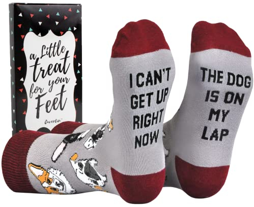 Cavertin Women's Cat Mom Dog Mum Book Novelty Socks with Gift Box (Dog)