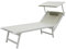 TEMPO STYLE - Lettino Mare Professionale in Alluminio L-Mediterraneo | Pieghevole con Tetto Parasole, Rivestimento in Textilene, Ideale per Spiaggia, Piscina e Giardino (Grigio/Bianco)