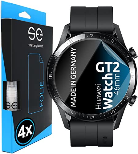 4x se® Film de Protection 3D Transparent pour Huawei Watch GT 2, Auto-réparateur, Compatible Empreinte & FaceID, Installation Sans Bulles, Résistant aux Chocs et Rayures, Fabriqué en Allemagne