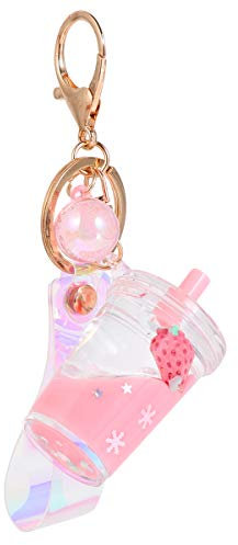 VALICLUD Stylish Lovely Fruit Liquid Quicksand Keychain Acrylic Keyring Bag Ornament