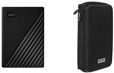 WD Elements 5 TB My Passport Disco Duro portátil con protección con contraseña y Software de Copia de Seguridad automática + Amazon Basics - Funda para GPS Tomtom, Color Negro