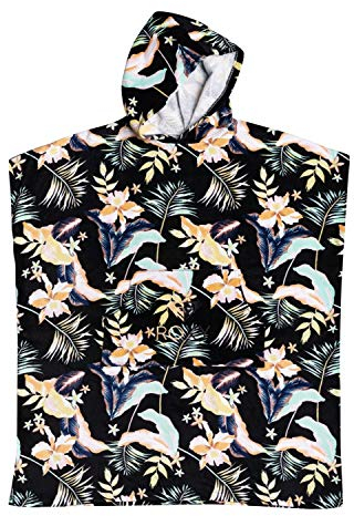 Roxy Stay Magical Printed - Surf-Poncho-Handtuch mit Kapuze für Frauen, Baumwolle,Schwarz