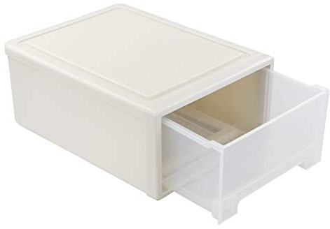 Qqbine 19.5 Litre Clear Stacking Storage Drawer Unit Plastic, Large Plastic Drawers, 1 Pack