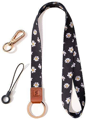 SENLLY Umhängeband Schlüsselband Neck Lanyard strip mit und echtem Leder, für Schlüssel, ID Badge Card Holder, Ausweishülle, Mobile Handys Telefon
