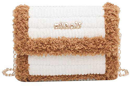 Rifuli Damen Und MäDchen Mode Und Innovation Diy Hausgemachte Cartoon-Tasche, UmhäNgetasche, Weibliche Handgewebte Kettentasche, Mode-UmhäNgetasche Halbzeug (Weiß)