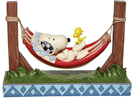 Enesco Peanuts by Jim Shore Snoopy Woodstock in Hängematte, Figur, 5.5 in H x 2.875 in W x 7.75 in L