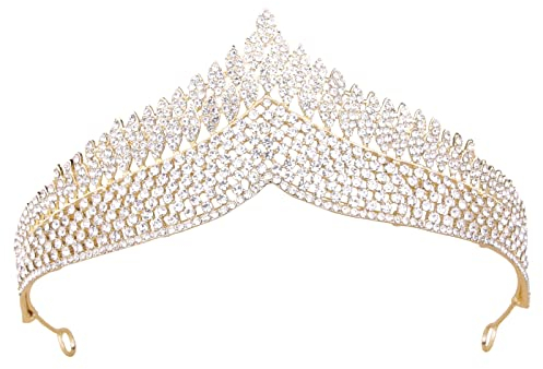 Wedding Tiara, Vofler Gold Bride Crown - Baroque Anastasia Crystal Rhinestone Headpieces Head Accessories for Bridal Women Queen Girls Princess Birthday Quinceanera Pageant Homecoming Costume Party