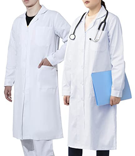 WORK IDEA - Camice da laboratorio uomo/donna, 100% cotone, camice da medico, bianco, XXL