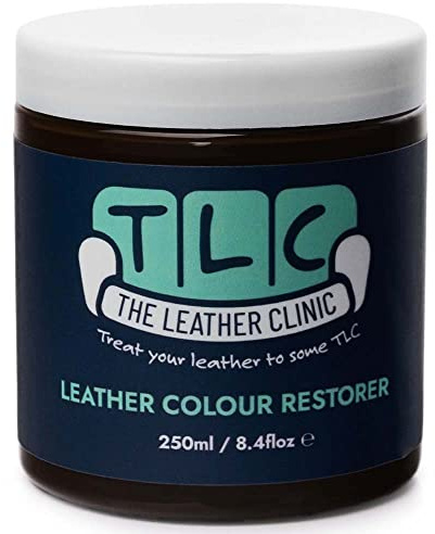 The Leather Clinic Leather Colour Restorer | Multi Use Absorbent Leather Dye Repair | Recolouring Balm for Sofas, Shoes, Bags, Coats (Dark Brown)