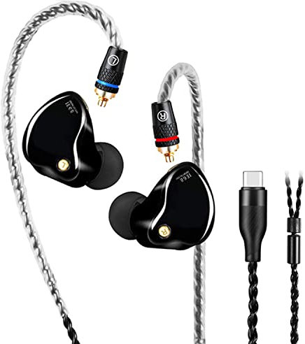DCMEKA in-Ear Monitor Headphones, Superior Sound Wired Earbuds with Tesla Magnet, Professional Sound Isolating Earphones for Singers/Drummers/Musicians, MMCX Connector IEM Earphones