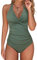 UMIPUBO Costume da Bagno Intero Donna Sexy Scollo a V Bikini Push Up Imbottito Reggiseno Curvy Costumi da Mare Donna Interi Costumi Un Pezzo Cross Spiaggia Beachwear Swimwear (Verde, S)
