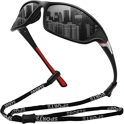 MEETSUN Polarized Sports Sunglasses for Men Women Driving Cycling Fishing Sun Glasses UV400 Protection Black Frame-Grey Lens