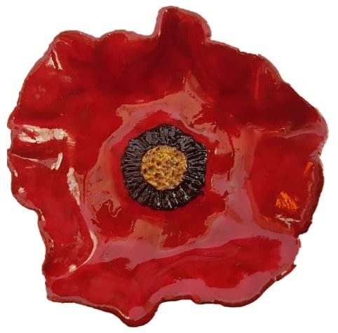 Insektentränke Keramik Mohnblume rot (9-10 cm)