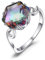 JewelryPalace Hexagon 5.7ct Echt Regenbogen Quarz Solitär Ring Damen, Große Naturstein Bunte Damenring Silber 925 Ring Promise Frauen 57