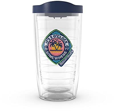 Tervis Margaritaville - 5 O'Clock Somewhere Palm Made in USA Double Walled Insulated Tumbler Travel Cup Keeps Drinks Cold & Hot, 16oz, Classic