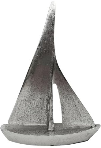 Generisch Deko Figur Metall Segelboot Boot Maritim Silber Alu Dekoobjekt Skulptur Statue 3
