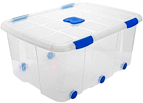 Acan Tradineur – Caja de Almacenamiento – Fabricado en plástico – Contenedor para almacenar libros, ropa, mantas – N.º 15 – 56,3 x 76,5 x 34,3 cm – 100 L