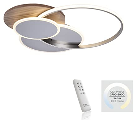 LED Deckenleuchte Palma in Natur-dunkel und Silber 3x18,33W 2250lm