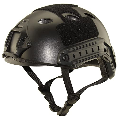 HYFAN Airsoft Casque tactique rapide style PJ ventilation, version simple et rapide, équipement de protection pour sports de plein air, paintball (noir) Taille Unique
