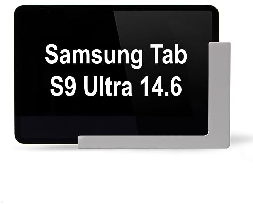 TabLines TWP031 Wandhalterung inklusive Ladefunktion über integrierten USB-C Adapter für Samsung Tab S9 Ultra 14.6 (Silber)