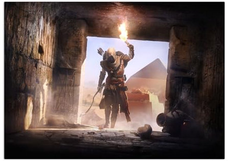 Displate Offiziell Assassin's Creed MetallPoster Magnetische Befestigung Inklusive Lizenziert Bilder Hochwertiges PosterAC Origins Key Art - In the Pyramids 45 cm x 32 cm