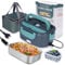 XREXS Elektrische Lunchbox 60W, 1,5L Speisenwärmer Auto,3 In 1(12V/24V/220V), Lunchbox Elektrisch Brotdose/LKW Haushalt Camping, Tragbare Bento Heizung 60W Lunch Box mit Gabel, Löffel
