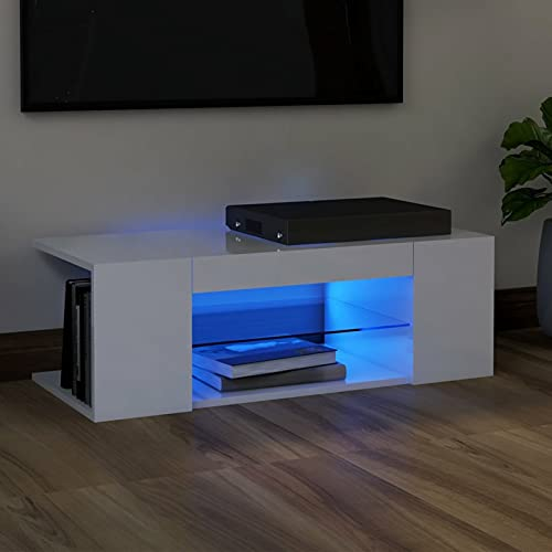SECOLI TV Schrank - LED TV Board - Weiß - 90x39x30 cm