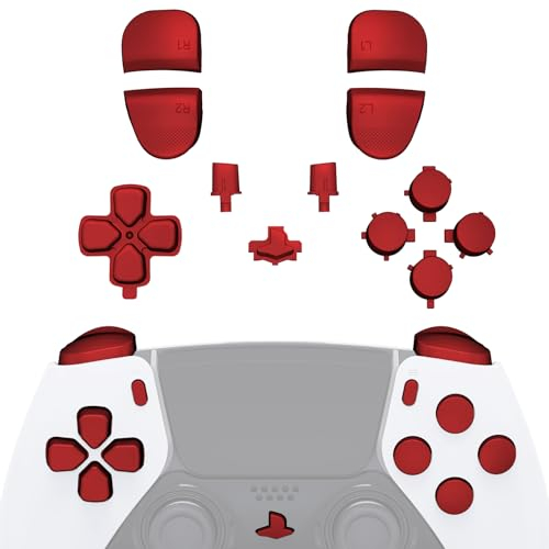 eXtremeRate Ersatz Full Knöpfe Set kompatibel mit ps5 Edge Controller, Matt D-Pad/R1 R2 L1 L2 Trigger Buttons/Share/Options/Home/Aktion Tasten für ps5 Edge(Rot)-KEIN Controller
