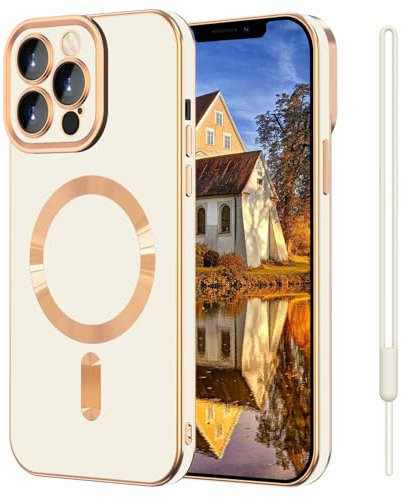 SouliGo Magnétique Coque pour iPhone 12 Pro Max Compatible avec MagSafe et Support de Voiture magnétique, Protection d'objectif Tout Compris Slim Anti-Rayures Soft TPU Étui Housse,Blanc