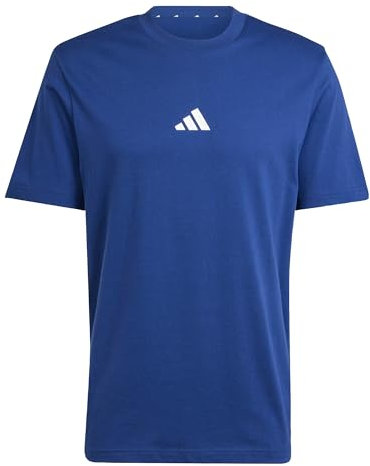 adidas Uomo Essentials Small Logo Single Jersey Tee, Dark Blue/White, XXL