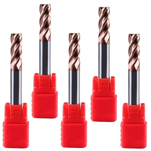 GIVIHGETI 5 Stück 6mm Hartmetal 4 Flöte Schaftfräser CNC Fräser, 55 HRC Schneide Drill Fräser Bit VHM Bohraufsätze Schaftfräser Bit für Bohren, Fräsen, Schlichten, Eintauchen, CNC, Wolframkarbid